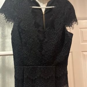 Lacey scoop neck zip back cap sleeve top